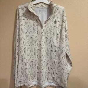 ARIATTEK Equestrian Horse Print Quarter Zip Pullover XL